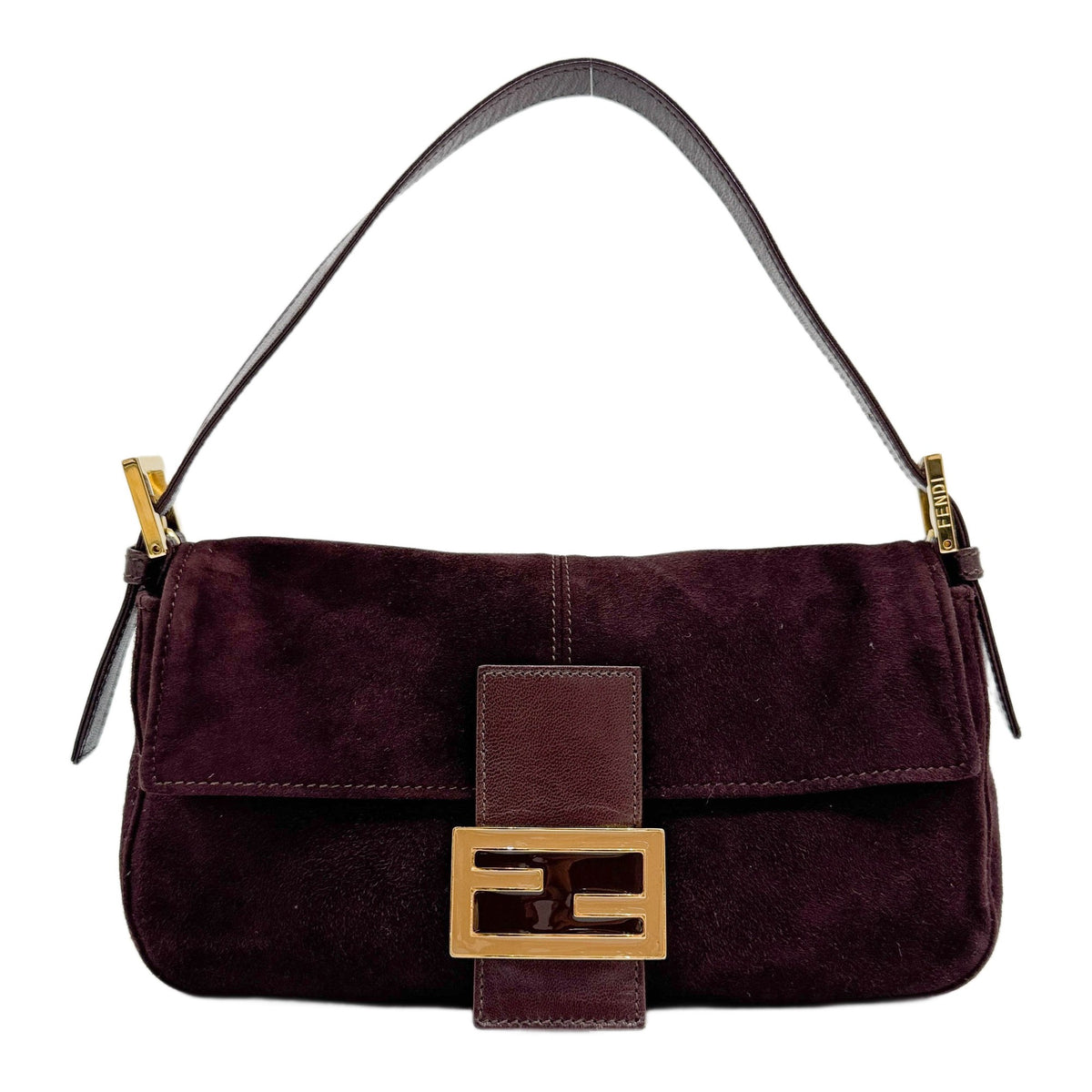 Baguette Chocolate Brown Suede Shoulder Bag