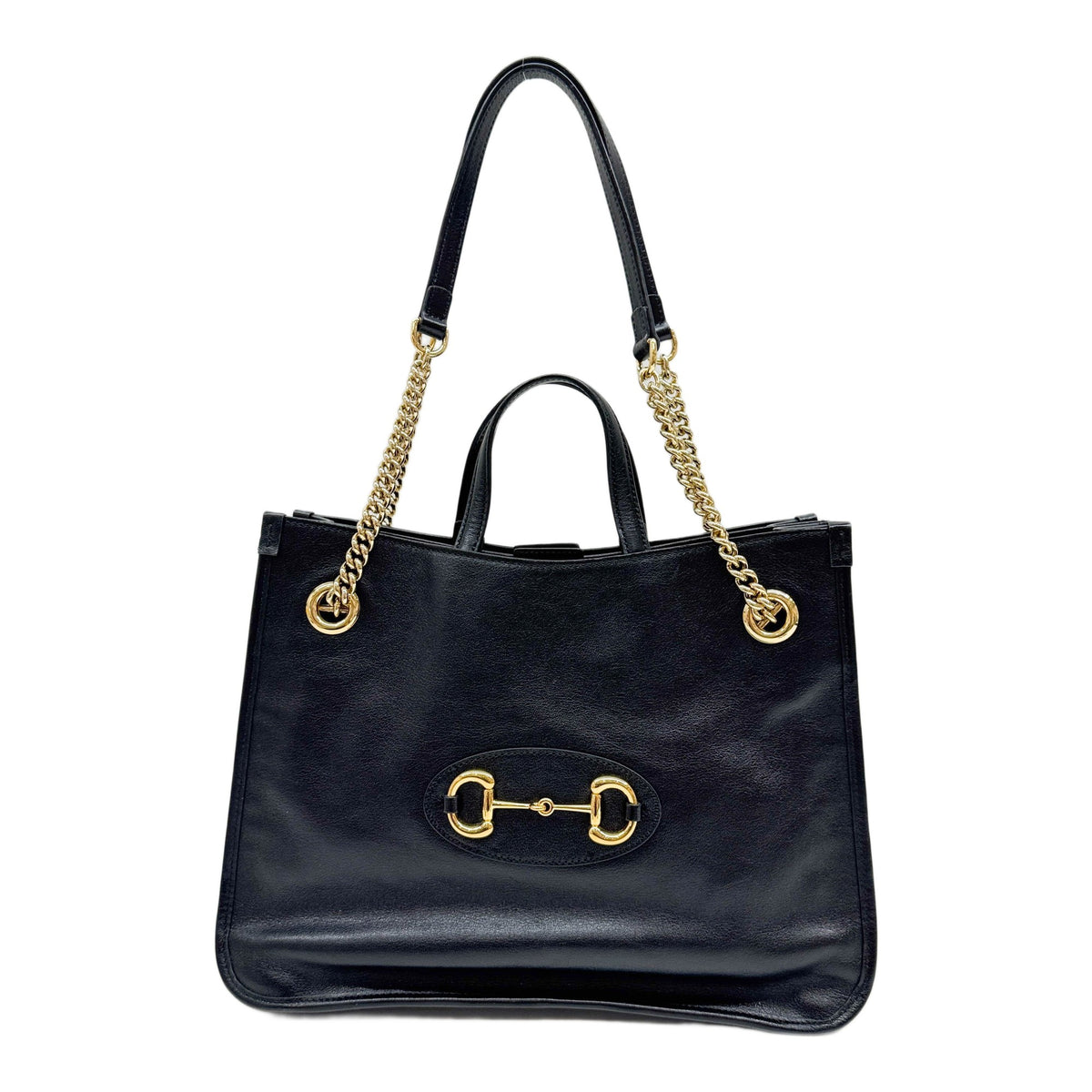 Horsebit Black Leather Two Way Bag