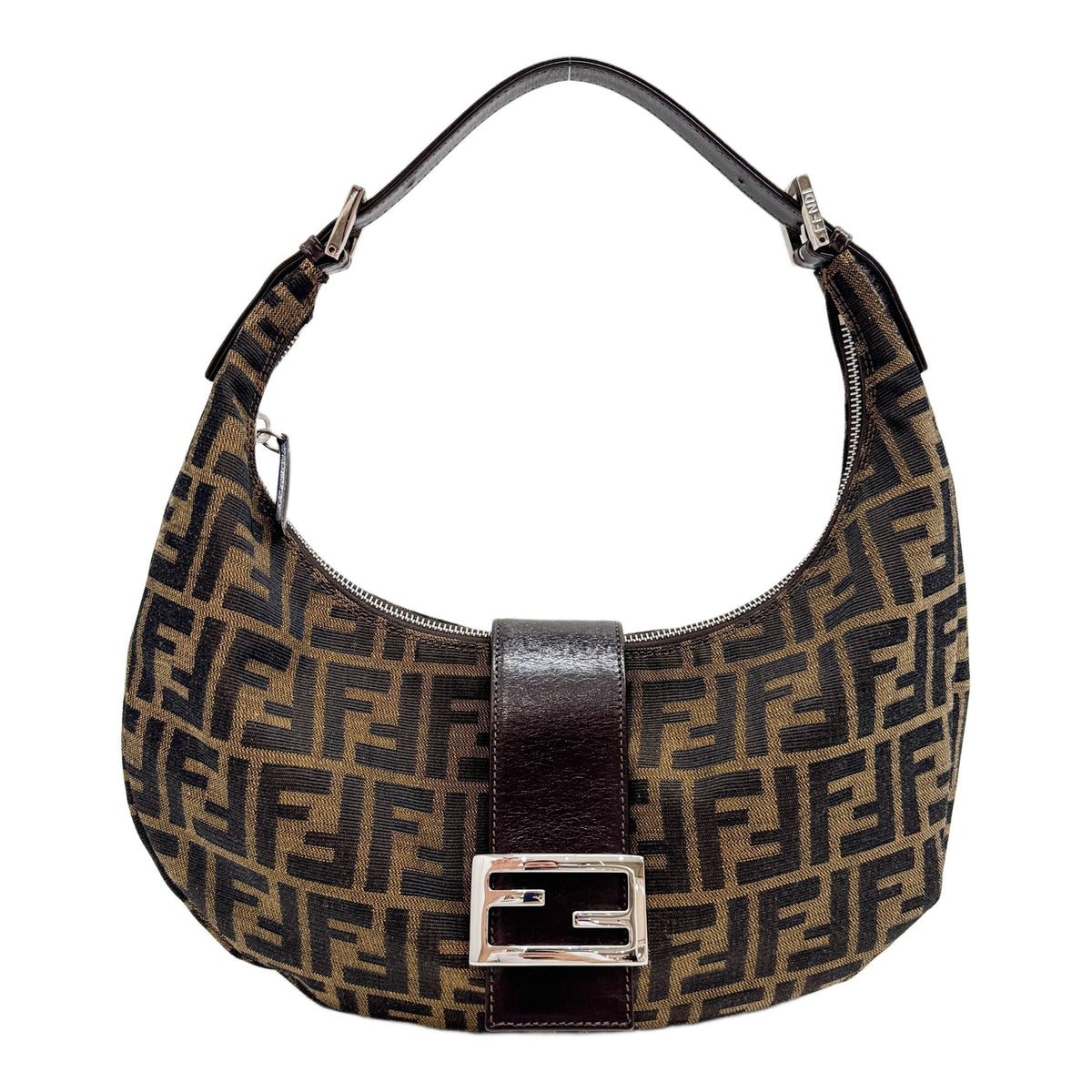 Croissant Brown Zucca Canvas Shoulder Bag