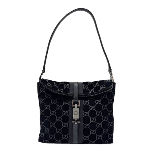 Square Jackie Black GG Suede Shoulder Bag