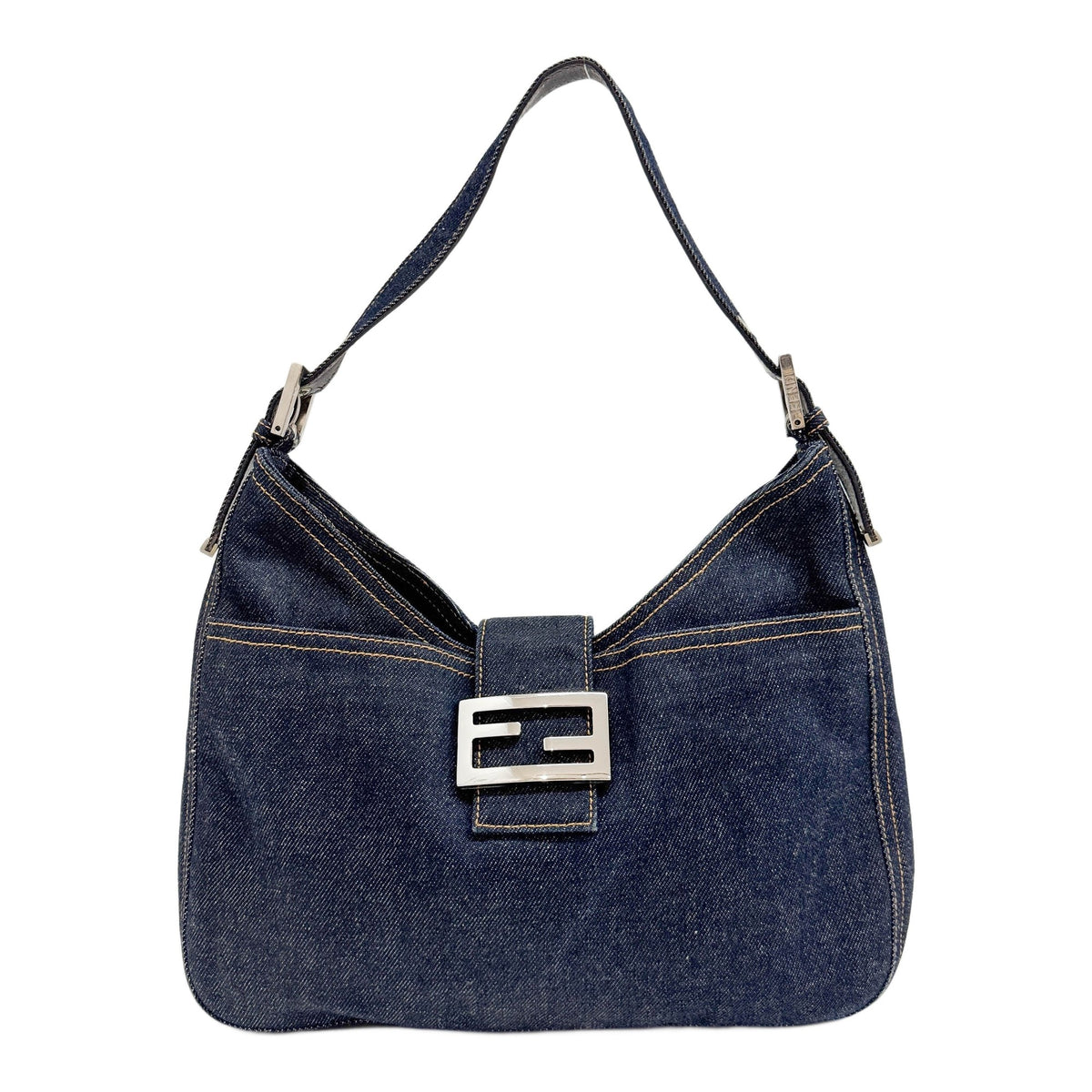 Navy Blue Denim Shoulder Bag