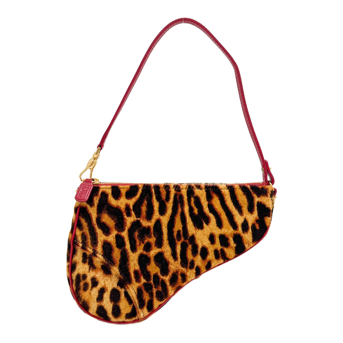 Saddle Pouch Leopard Print Pony Hair Shoulder Bag