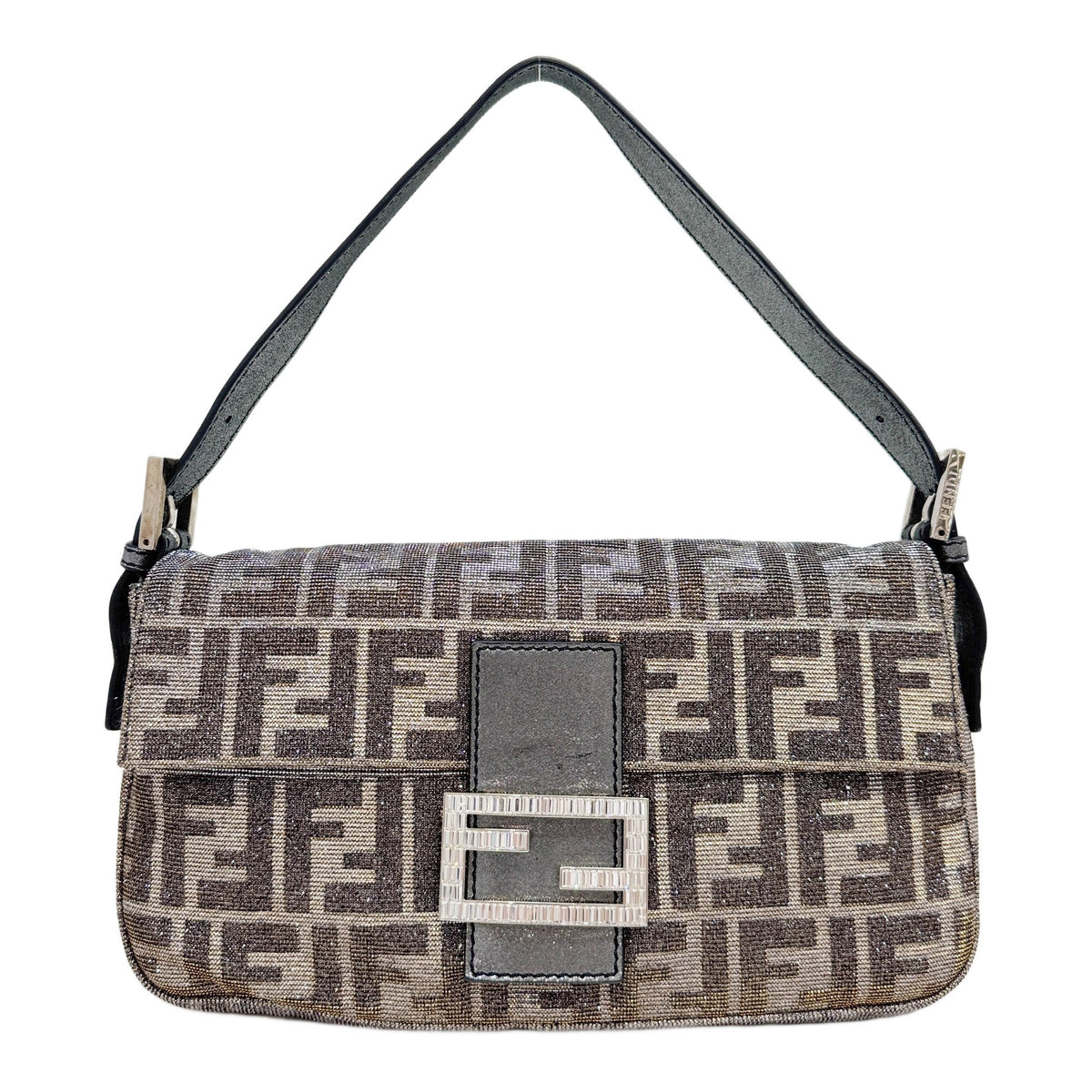 Baguette Sparkling Iridescent Gold and Silver Glitter Shoulder Bag