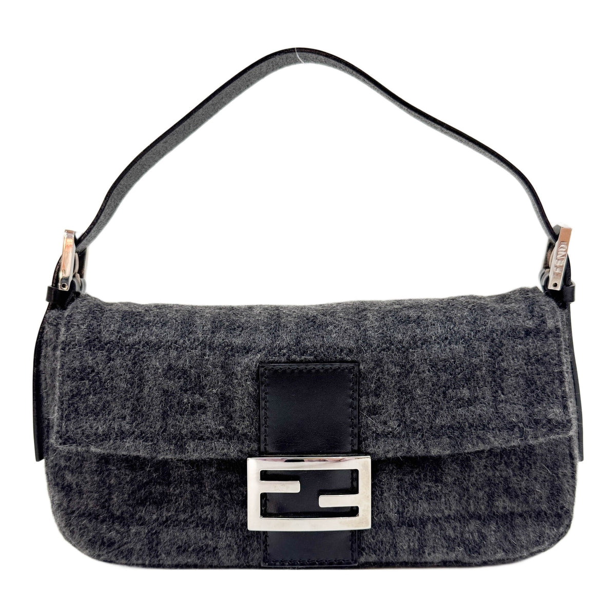 Baguette Gray Zucca Wool Shoulder Bag
