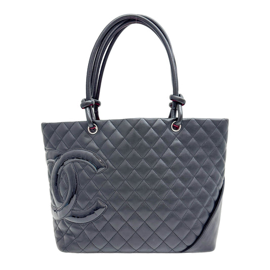 Cambon 2006-2008 Matelasse Black Leather Tote Shoulder Bag