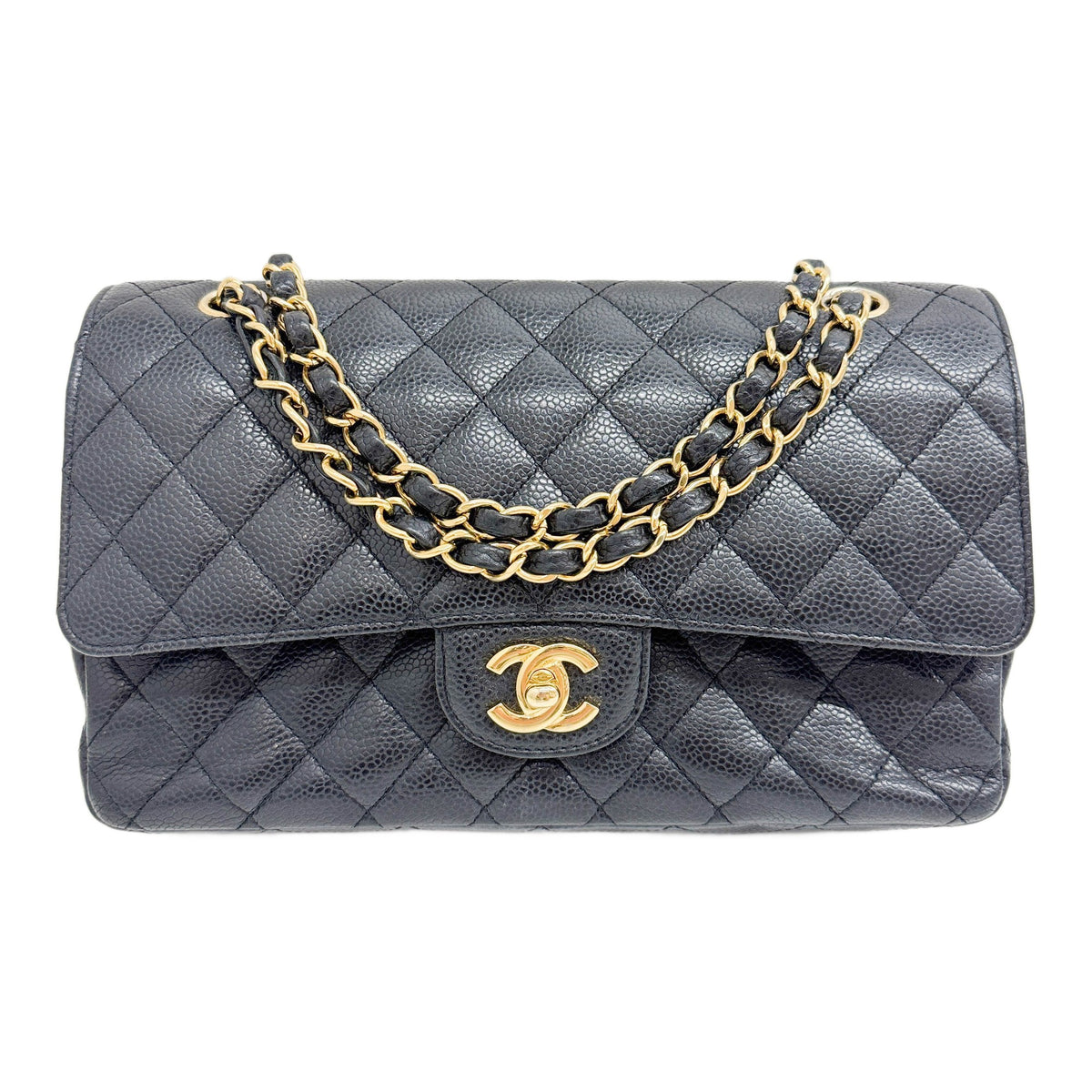 Classic Double Flap 2009-2010 Black Caviar Leather Shoulder Bag
