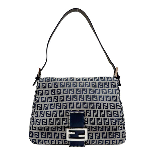 Mamma Baguette Blue Zucchino Canvas Shoulder Bag