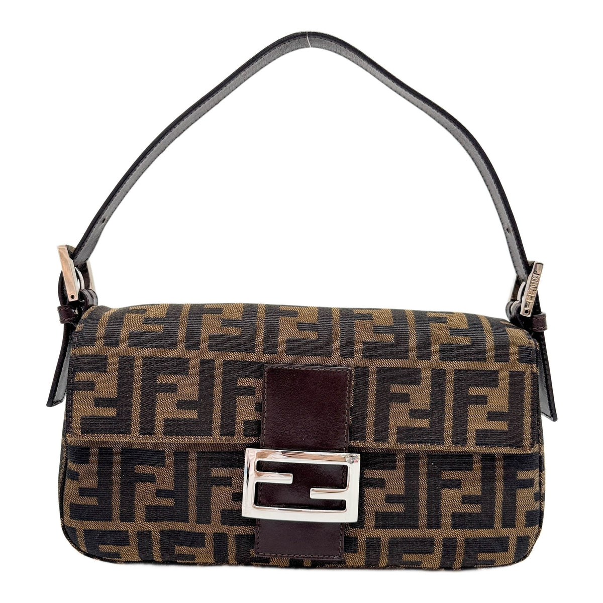 Baguette Brown Zucca Canvas Shoulder Bag