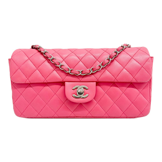 East West Classic Flap 2005-2006 Matelasse Bubblegum Pink Leather Shoulder Bag