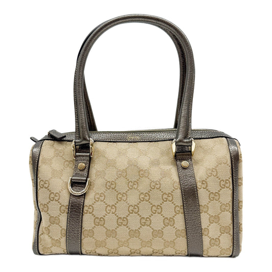 Abbey Boston Gold GG Brown Canvas Shoulder Bag with Gold Leather Trim