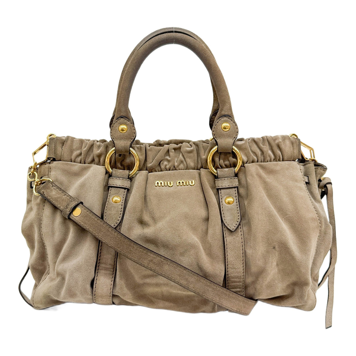 Vitello Taupe Brown Suede Two Way Bag