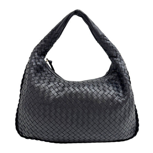 Veneta Intrecciato Black Leather Shoulder Bag