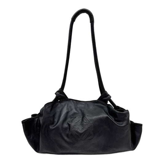 Anagram Black Nappa Aire Leather Tote Bag