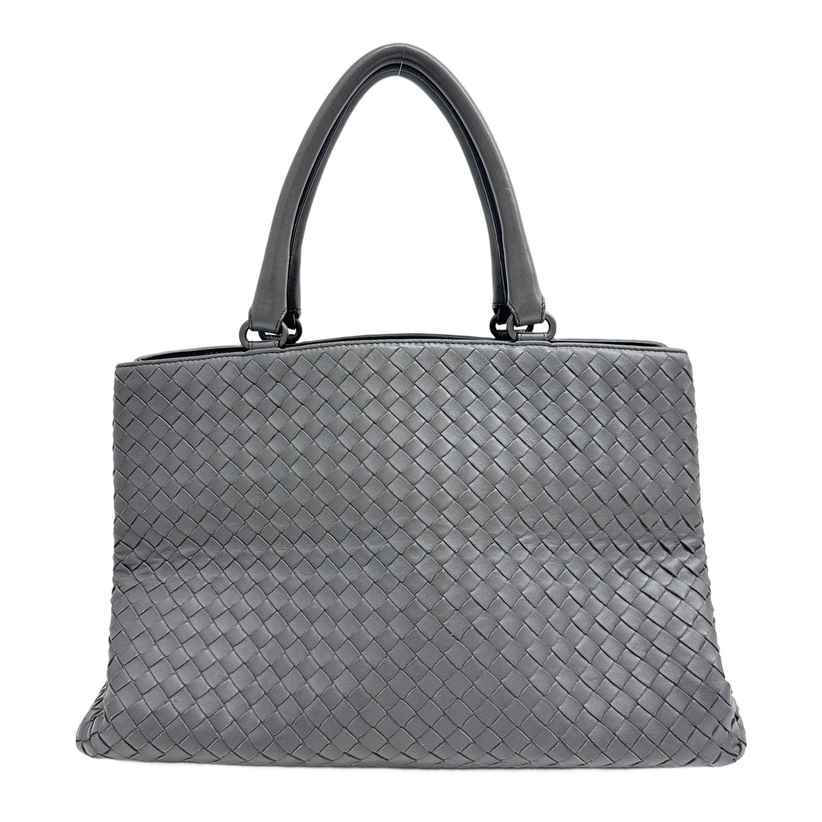 Intrecciato Gray Leather Shoulder Bag