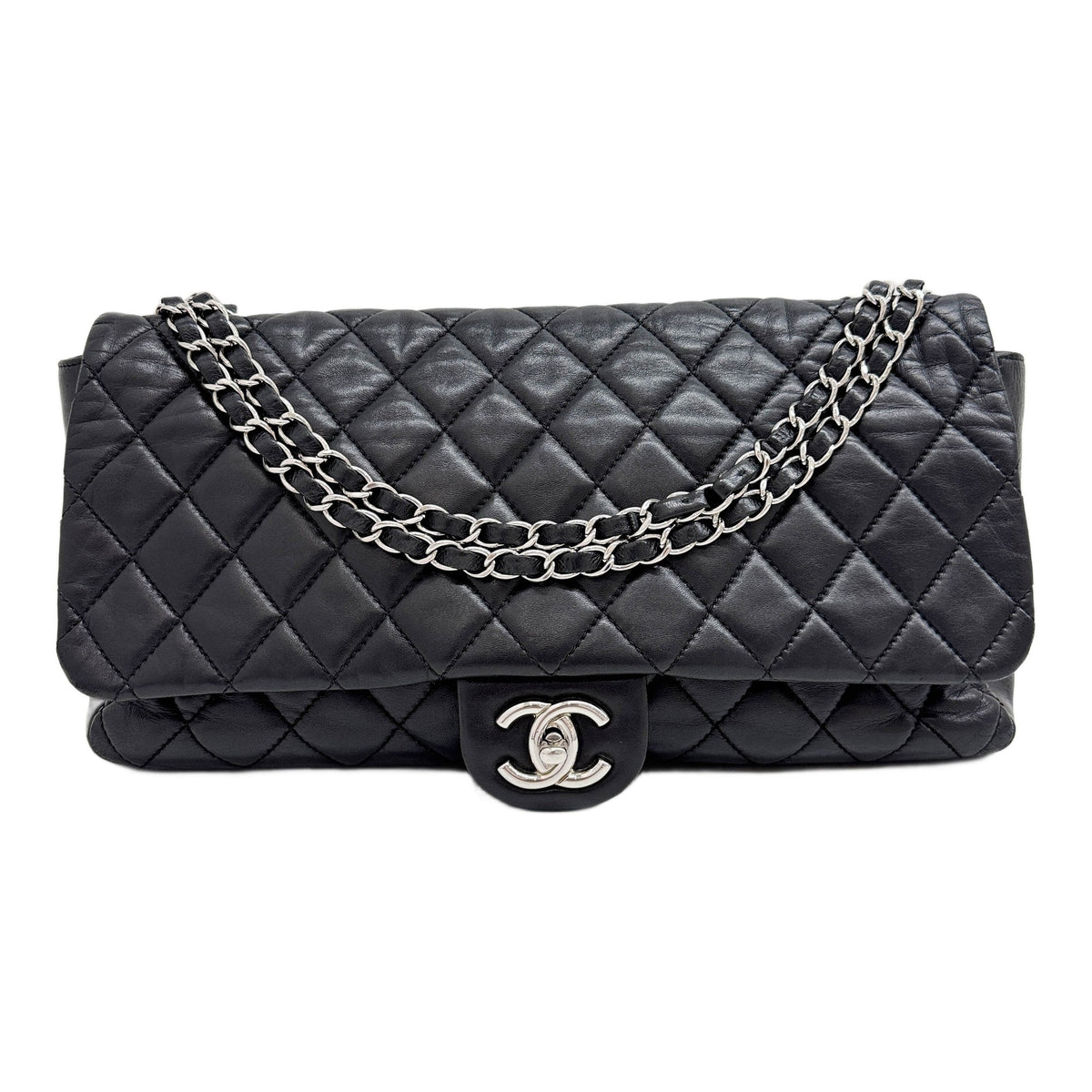 Jumbo Coco Rain Flap 2009-2010 Matelasse Black Leather Shoulder Bag