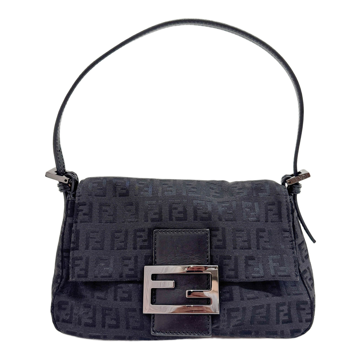Mini Mamma Baguette Black Zucchino Canvas Hand Bag