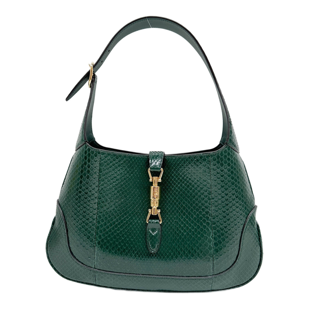 Jackie Green Python Embossed Leather Shoulder Bag