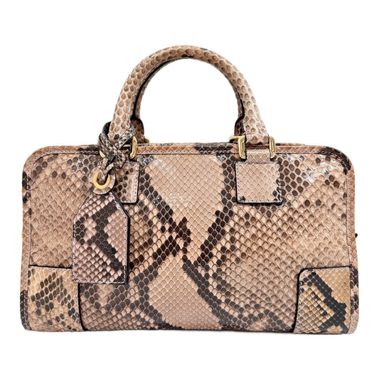Amazona 28 Brown Python Embossed Leather Hand Bag