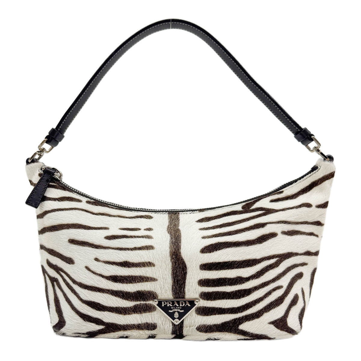 Brown Zebra Print Pony Hair Hand Bag