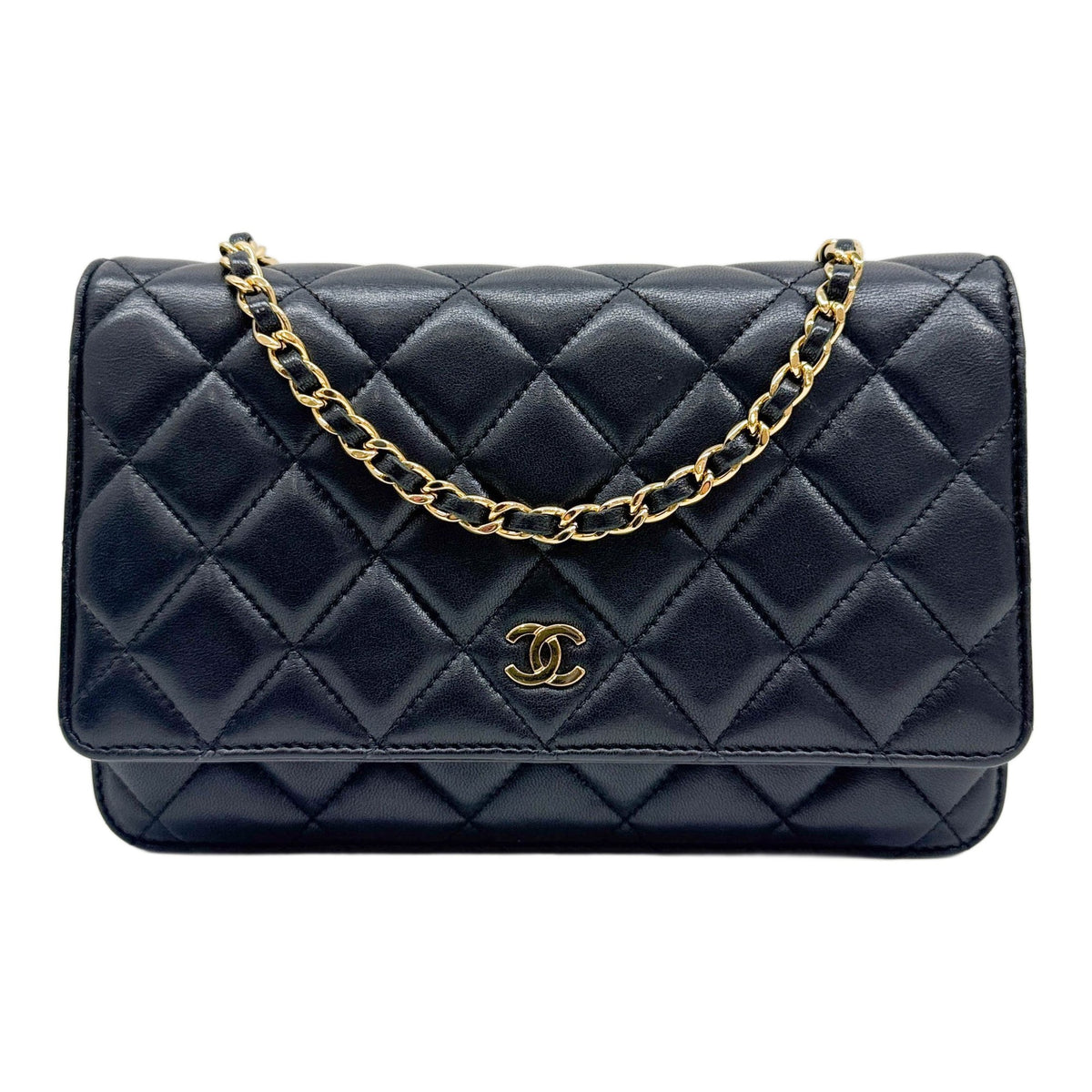 Trendy CC Wallet On Chain 2020 Matelasse Black Leather Shoulder Bag