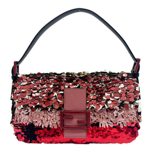 Baguette Multicolored Red Sequin Shoulder Bag