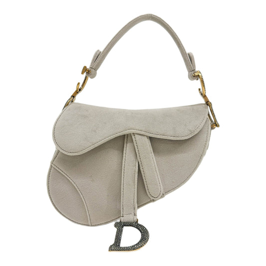 Mini Saddle Light Grey Velvet Hand Bag