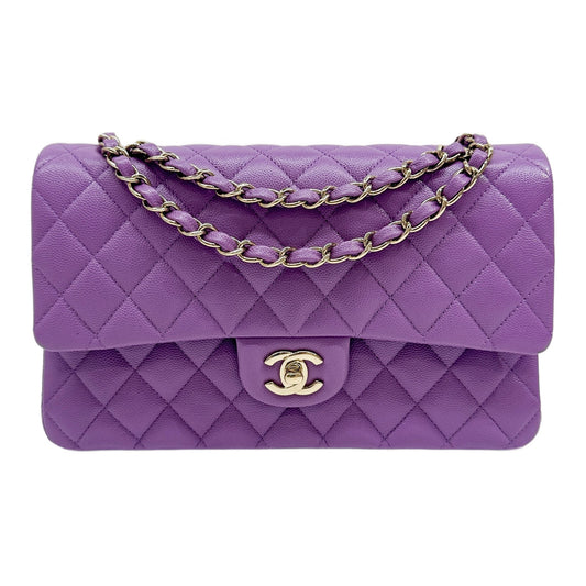 Classic Double Flap 2021-2026 Matelasse Purple Leather Shoulder Bag