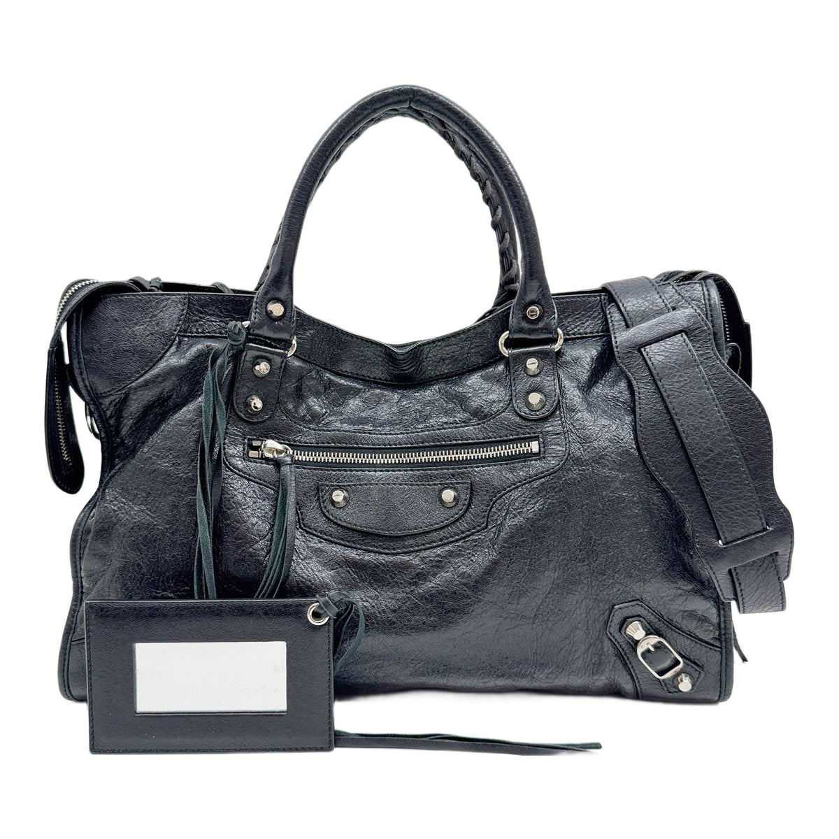 The City Black Leather Two Way Bag