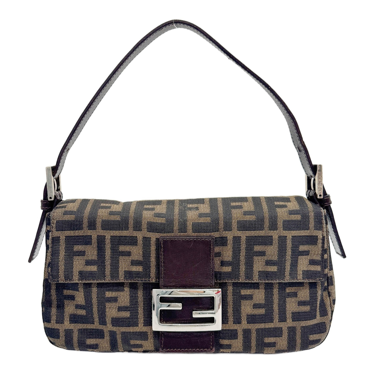 Baguette Brown Zucca Canvas Shoulder Bag