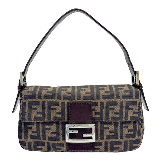 Baguette Brown Zucca Canvas Shoulder Bag