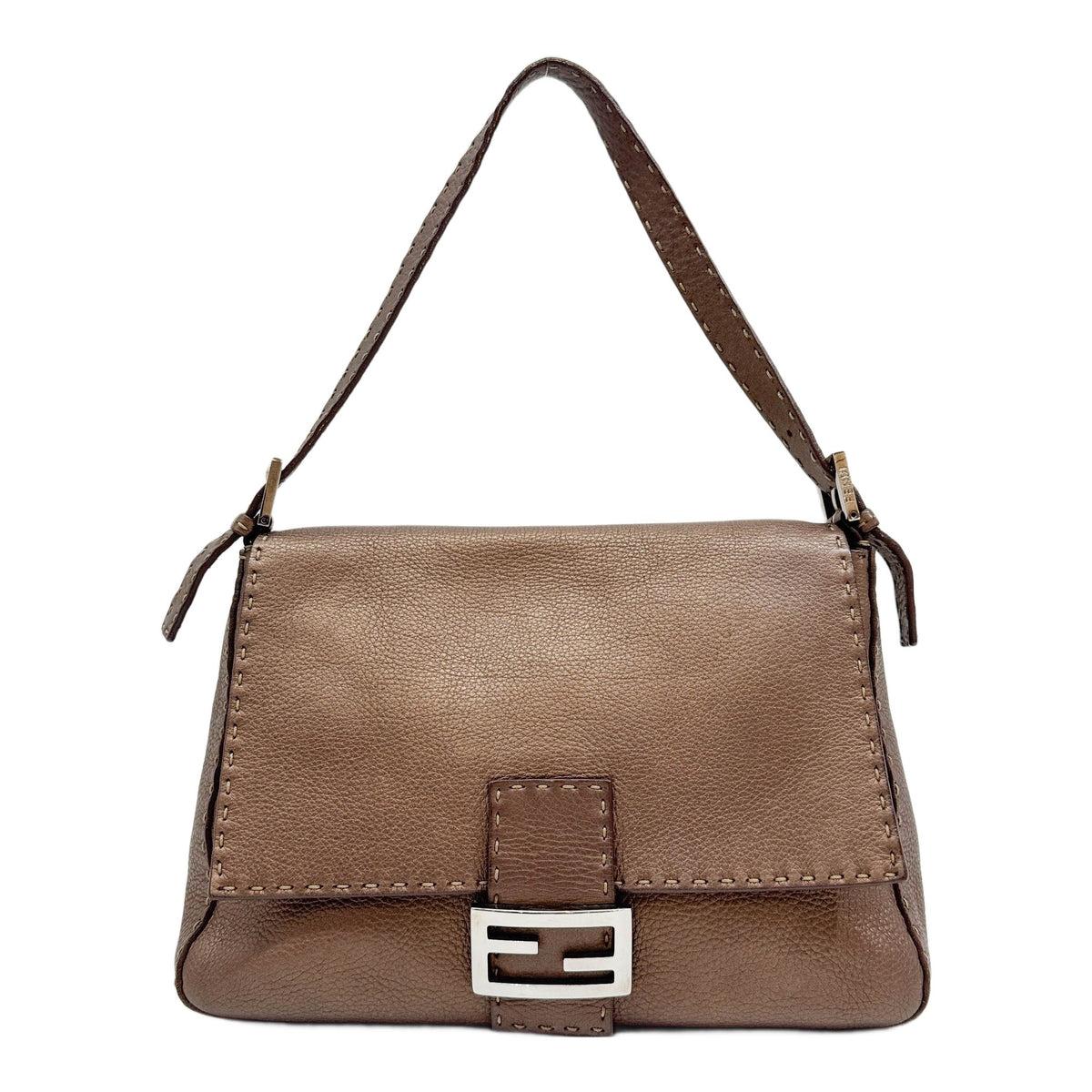 Mamma Baguette Bronze Selleria Leather Shoulder Bag