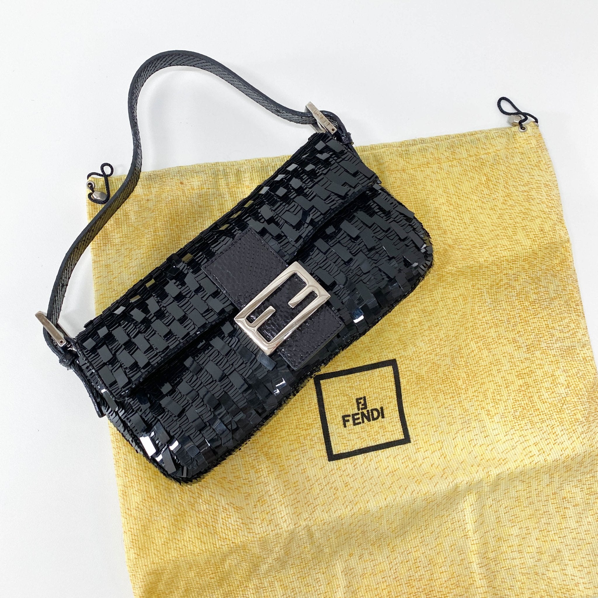 FENDI Baguete Black Sequin Shoulder Bag, in , Sold by HIVE PRELOVED - Shoulder Bags, ,