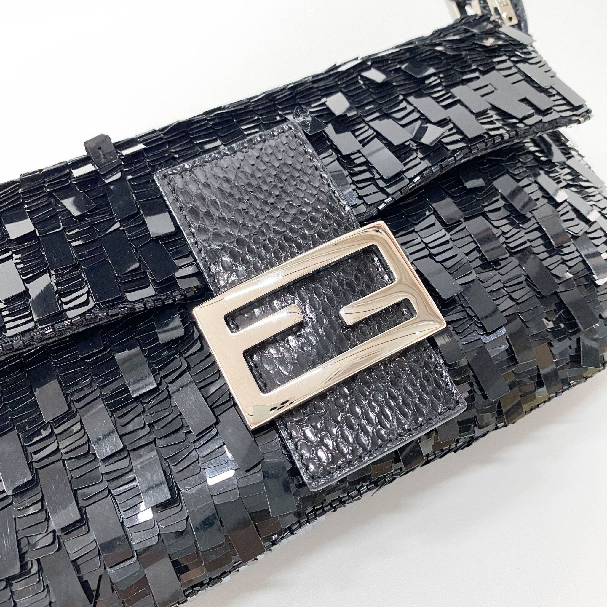FENDI Baguete Black Sequin Shoulder Bag, in , Sold by HIVE PRELOVED - Shoulder Bags, ,