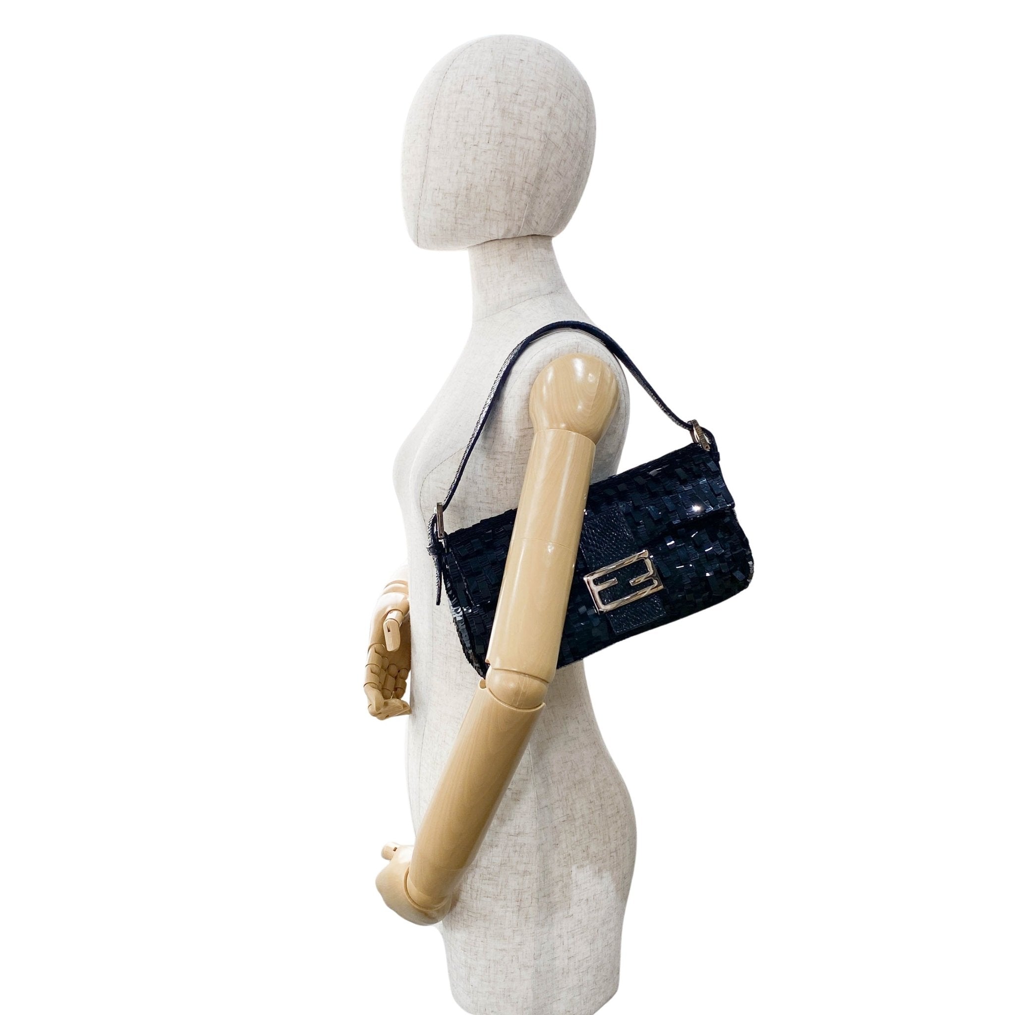 FENDI Baguete Black Sequin Shoulder Bag, in , Sold by HIVE PRELOVED - Shoulder Bags, ,