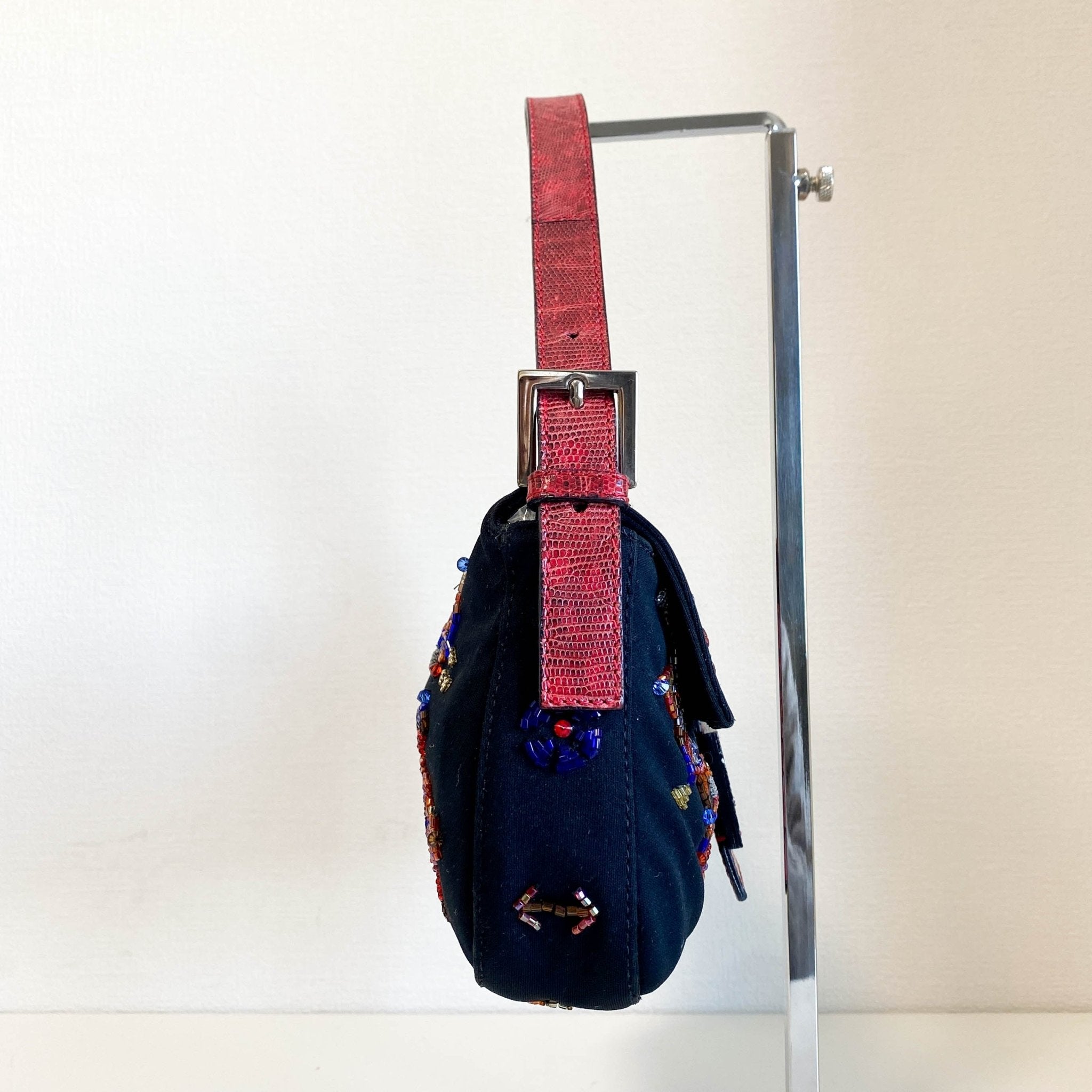 FENDI Baguette Beaded Geometric Pattern Black Neoprene Shoulder Bag, in , Sold by HIVE PRELOVED - Shoulder Bags, ,