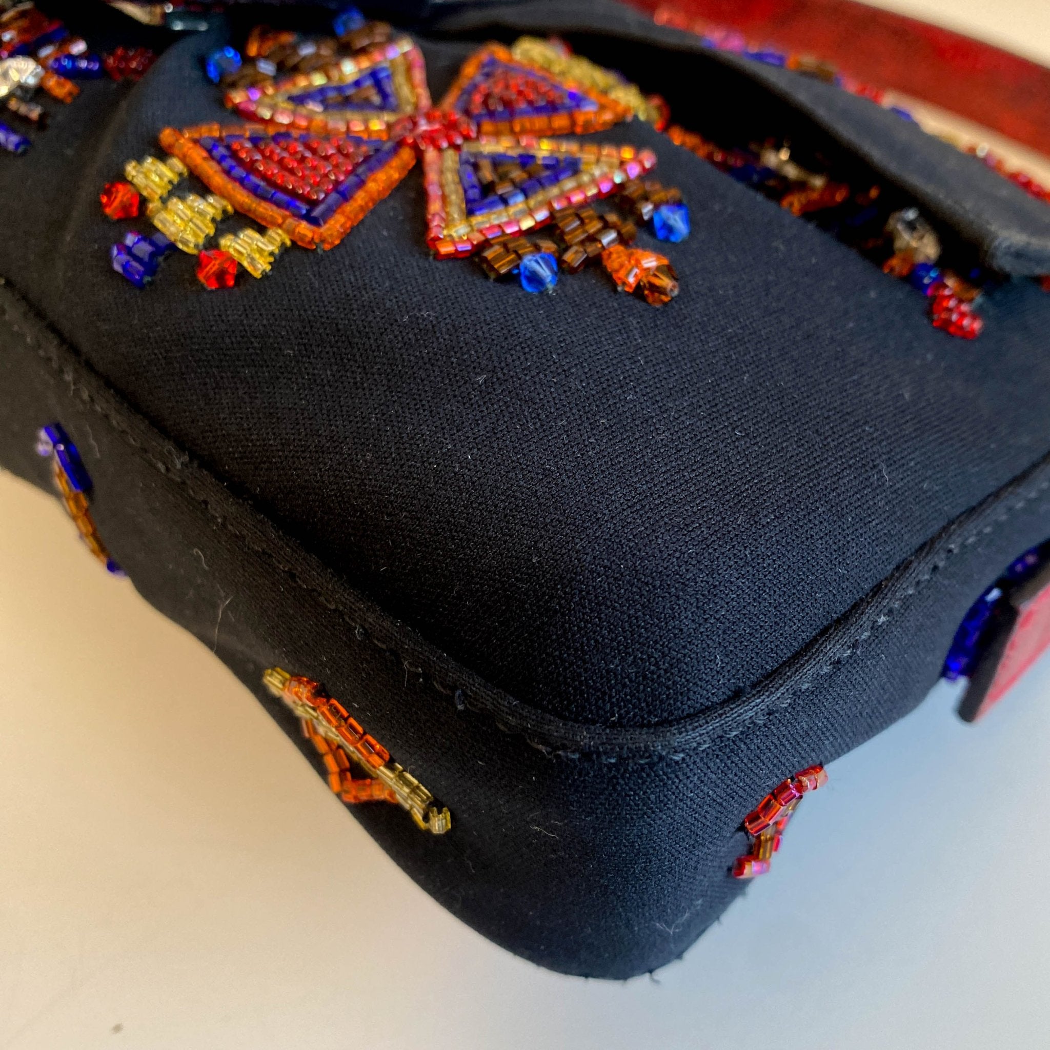 FENDI Baguette Beaded Geometric Pattern Black Neoprene Shoulder Bag, in , Sold by HIVE PRELOVED - Shoulder Bags, ,