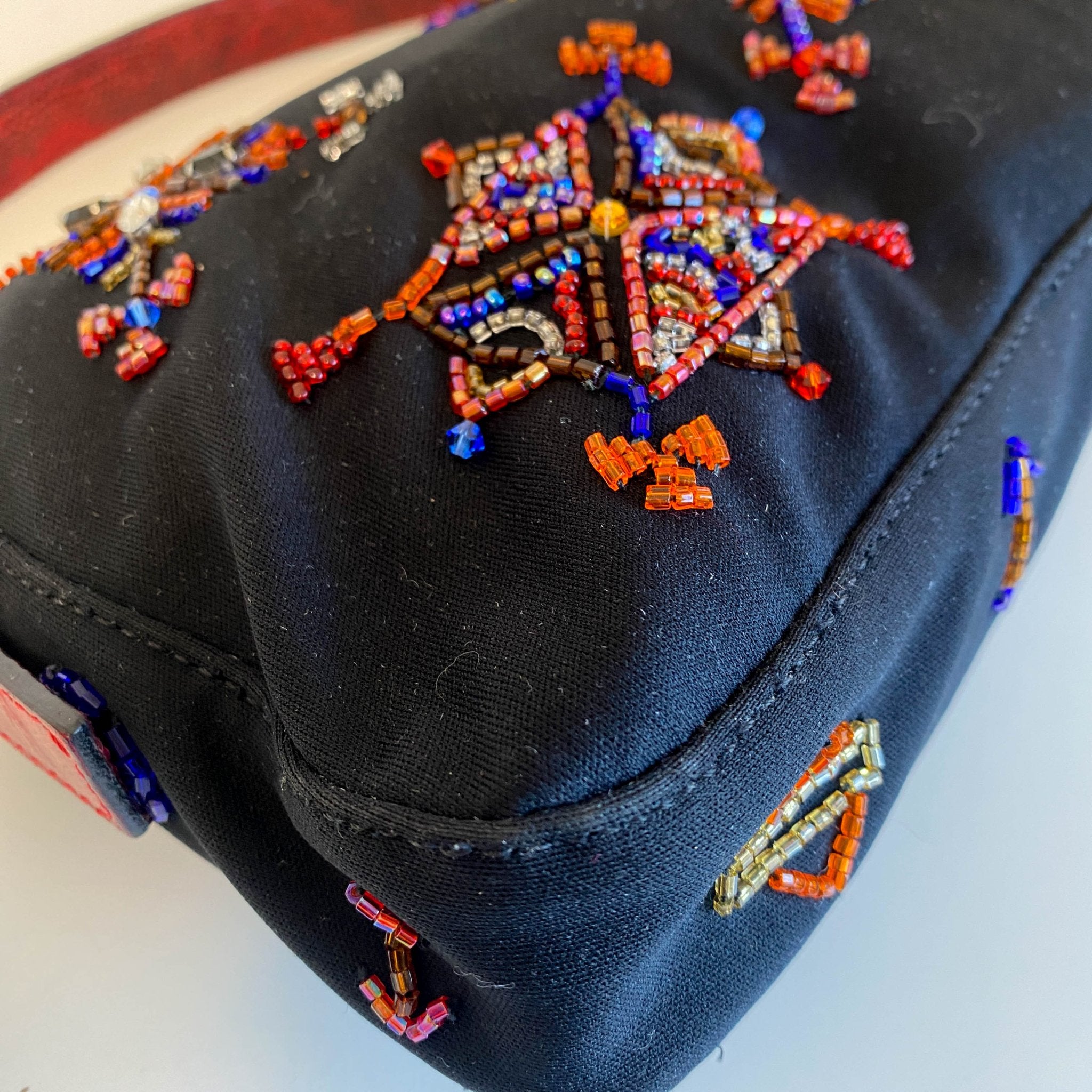 FENDI Baguette Beaded Geometric Pattern Black Neoprene Shoulder Bag, in , Sold by HIVE PRELOVED - Shoulder Bags, ,