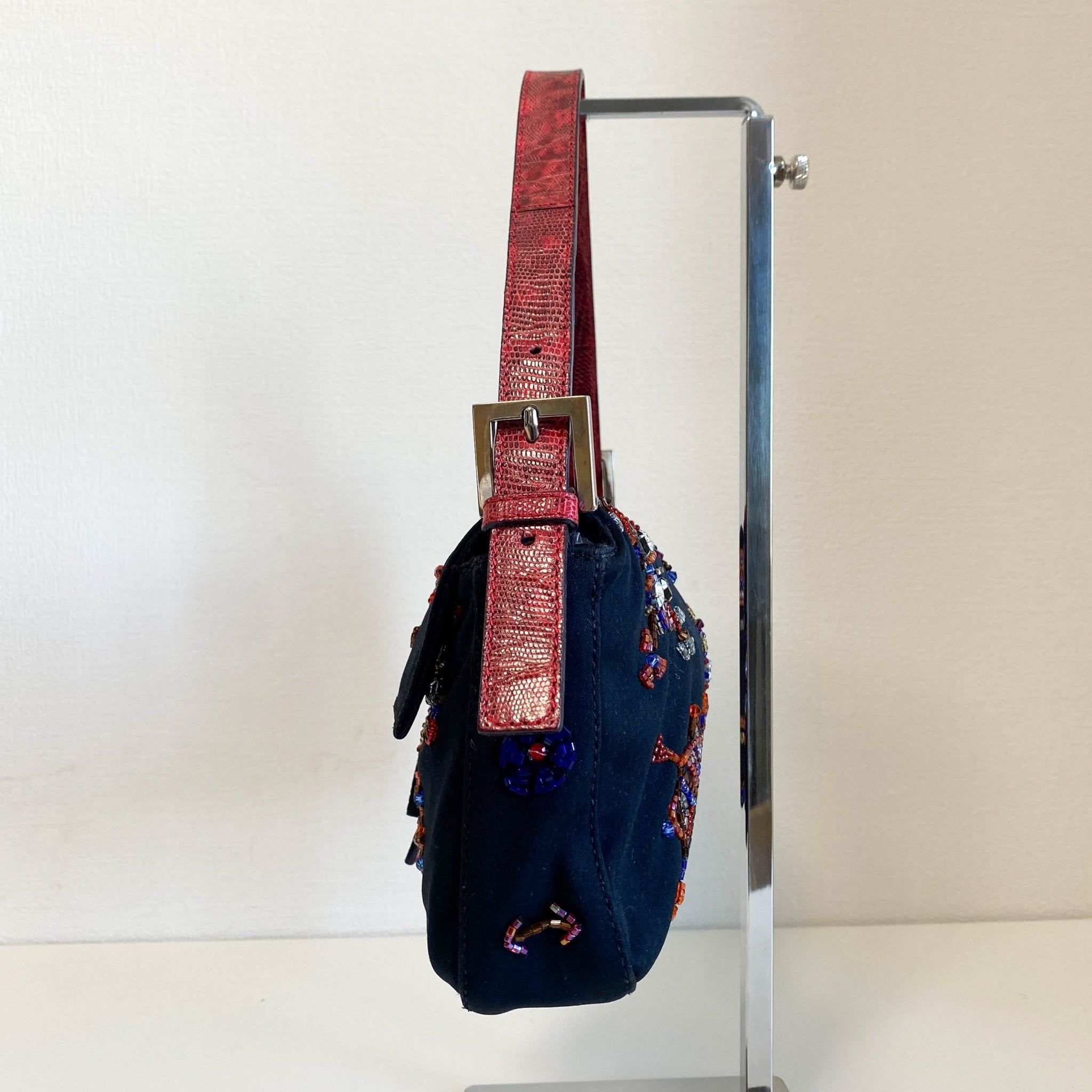 FENDI Baguette Beaded Geometric Pattern Black Neoprene Shoulder Bag, in , Sold by HIVE PRELOVED - Shoulder Bags, ,