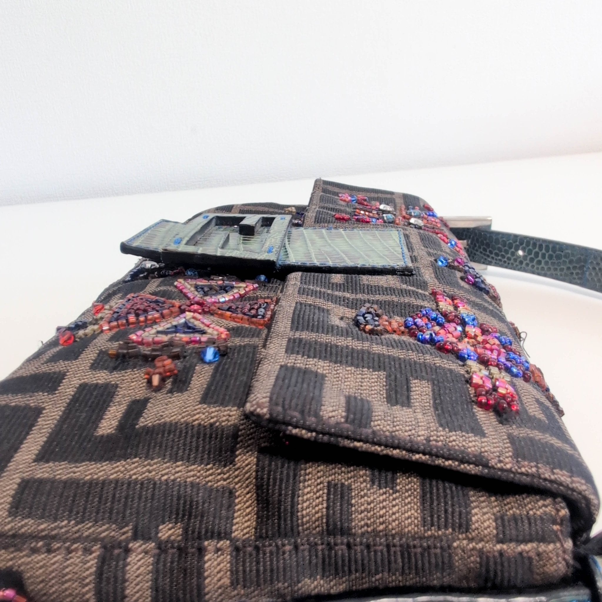 FENDI Baguette Beaded Geometric Pattern Zucca Shoulder Bag, in , Sold by HIVE PRELOVED - Shoulder Bags, ,