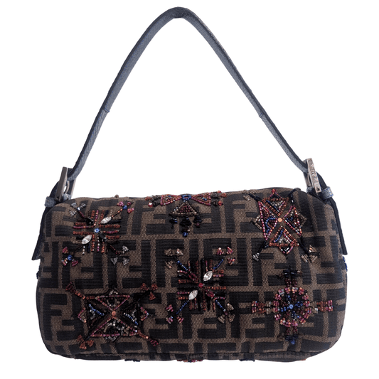 FENDI Baguette Beaded Geometric Pattern Zucca Shoulder Bag, in , Sold by HIVE PRELOVED - Shoulder Bags, ,