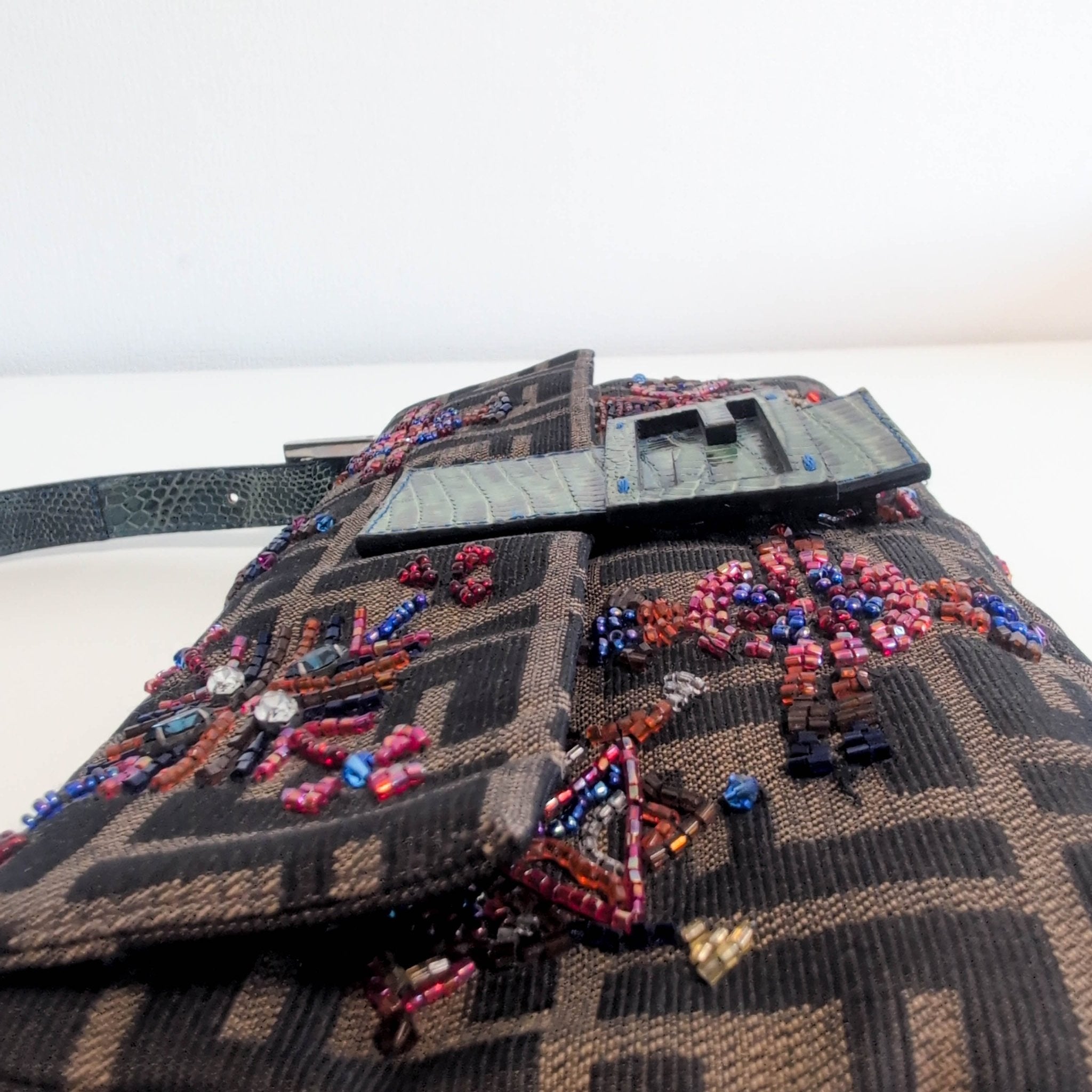 FENDI Baguette Beaded Geometric Pattern Zucca Shoulder Bag, in , Sold by HIVE PRELOVED - Shoulder Bags, ,