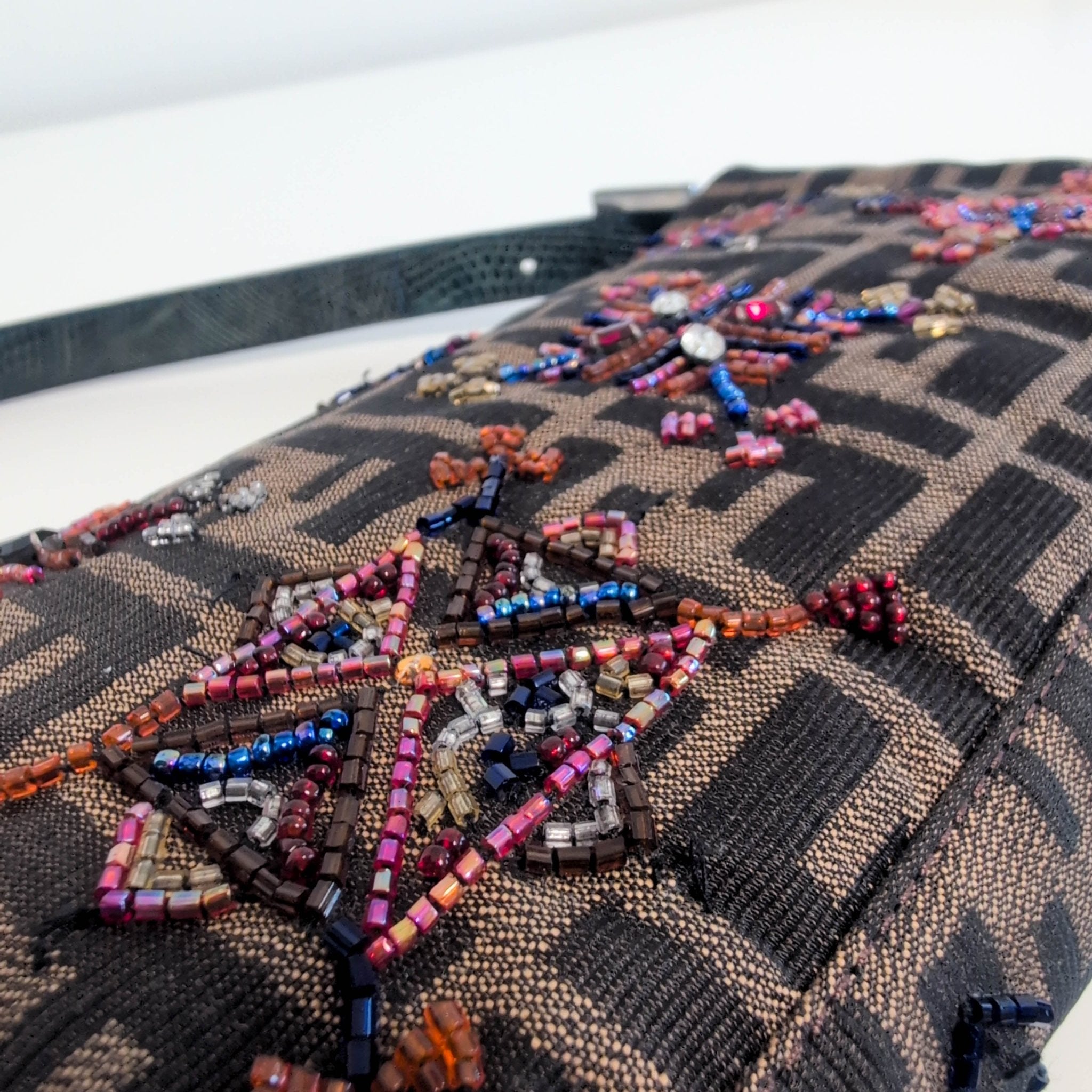 FENDI Baguette Beaded Geometric Pattern Zucca Shoulder Bag, in , Sold by HIVE PRELOVED - Shoulder Bags, ,