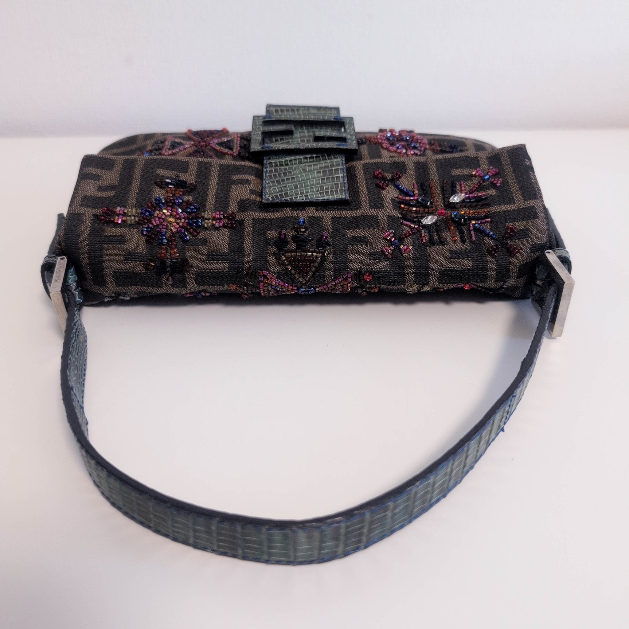 FENDI Baguette Beaded Geometric Pattern Zucca Shoulder Bag, in , Sold by HIVE PRELOVED - Shoulder Bags, ,