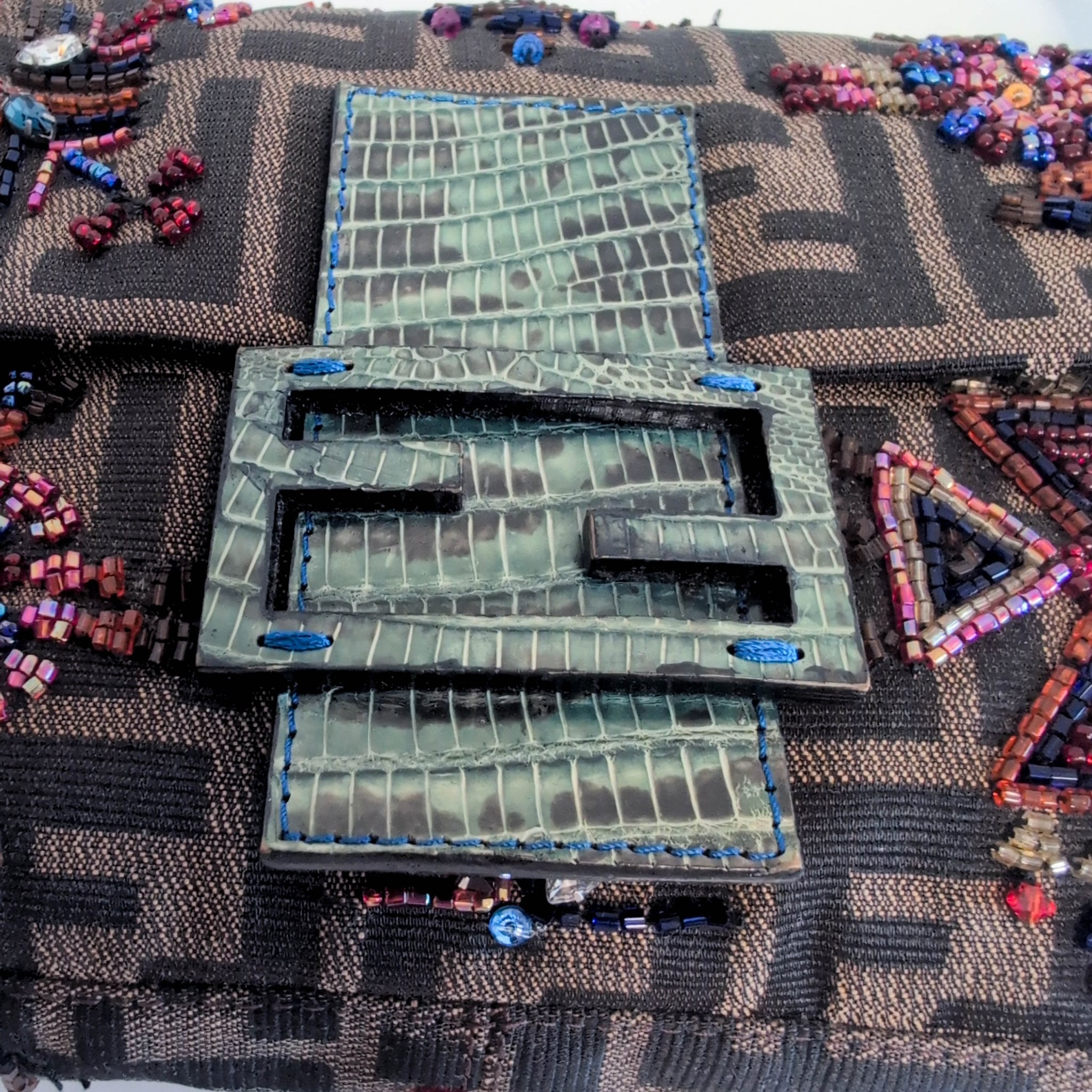 FENDI Baguette Beaded Geometric Pattern Zucca Shoulder Bag, in , Sold by HIVE PRELOVED - Shoulder Bags, ,