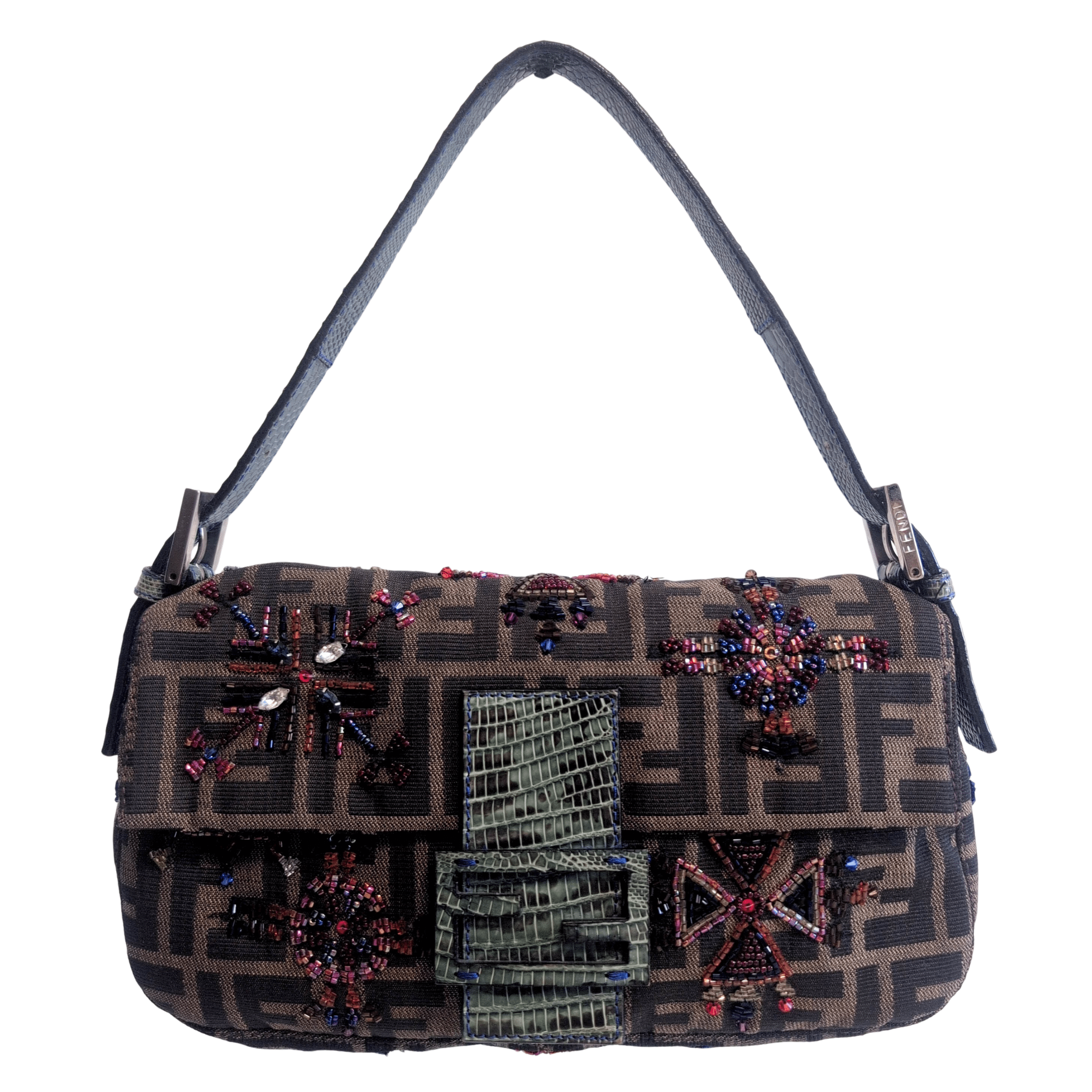 FENDI Baguette Beaded Geometric Pattern Zucca Shoulder Bag, in , Sold by HIVE PRELOVED - Shoulder Bags, ,
