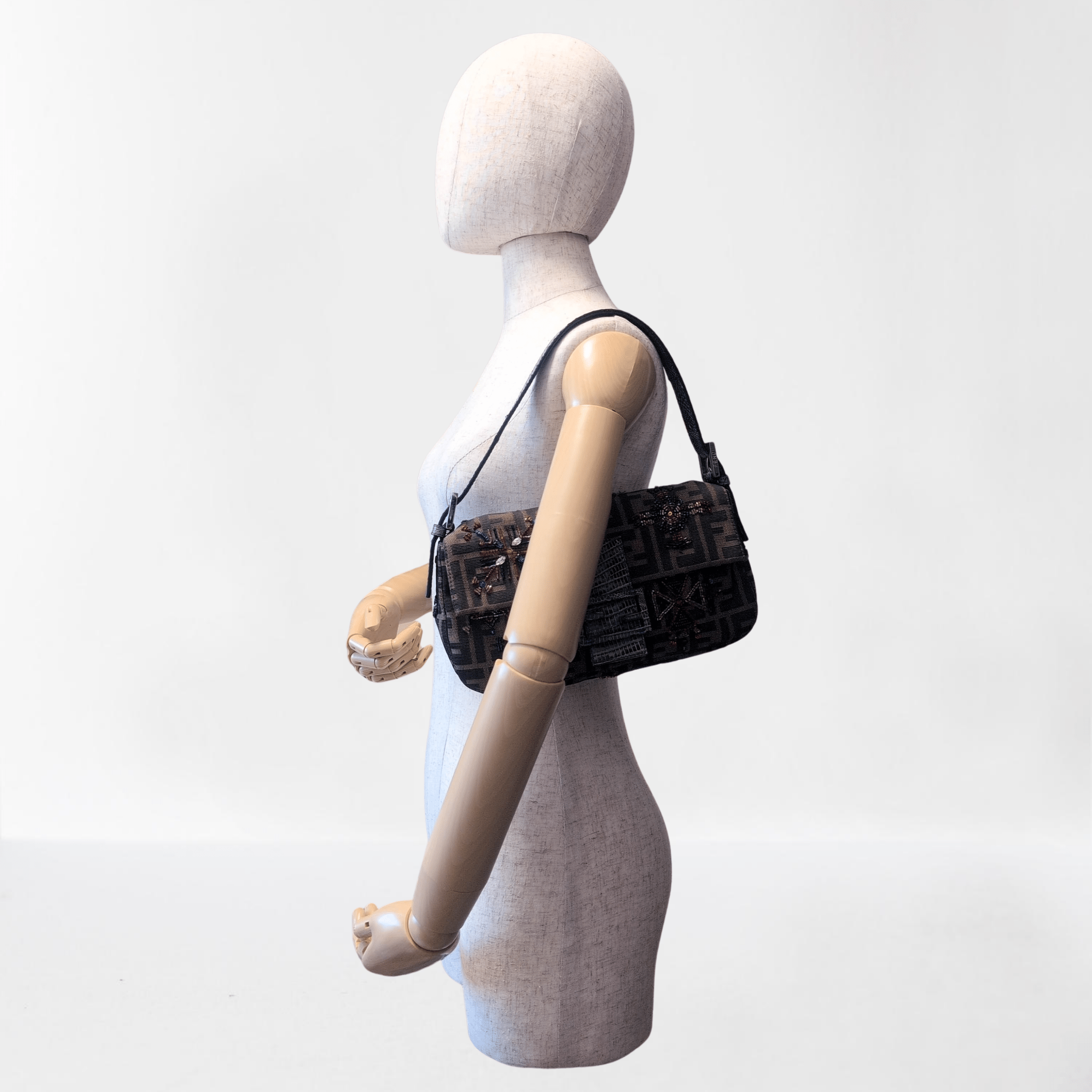 FENDI Baguette Beaded Geometric Pattern Zucca Shoulder Bag, in , Sold by HIVE PRELOVED - Shoulder Bags, ,