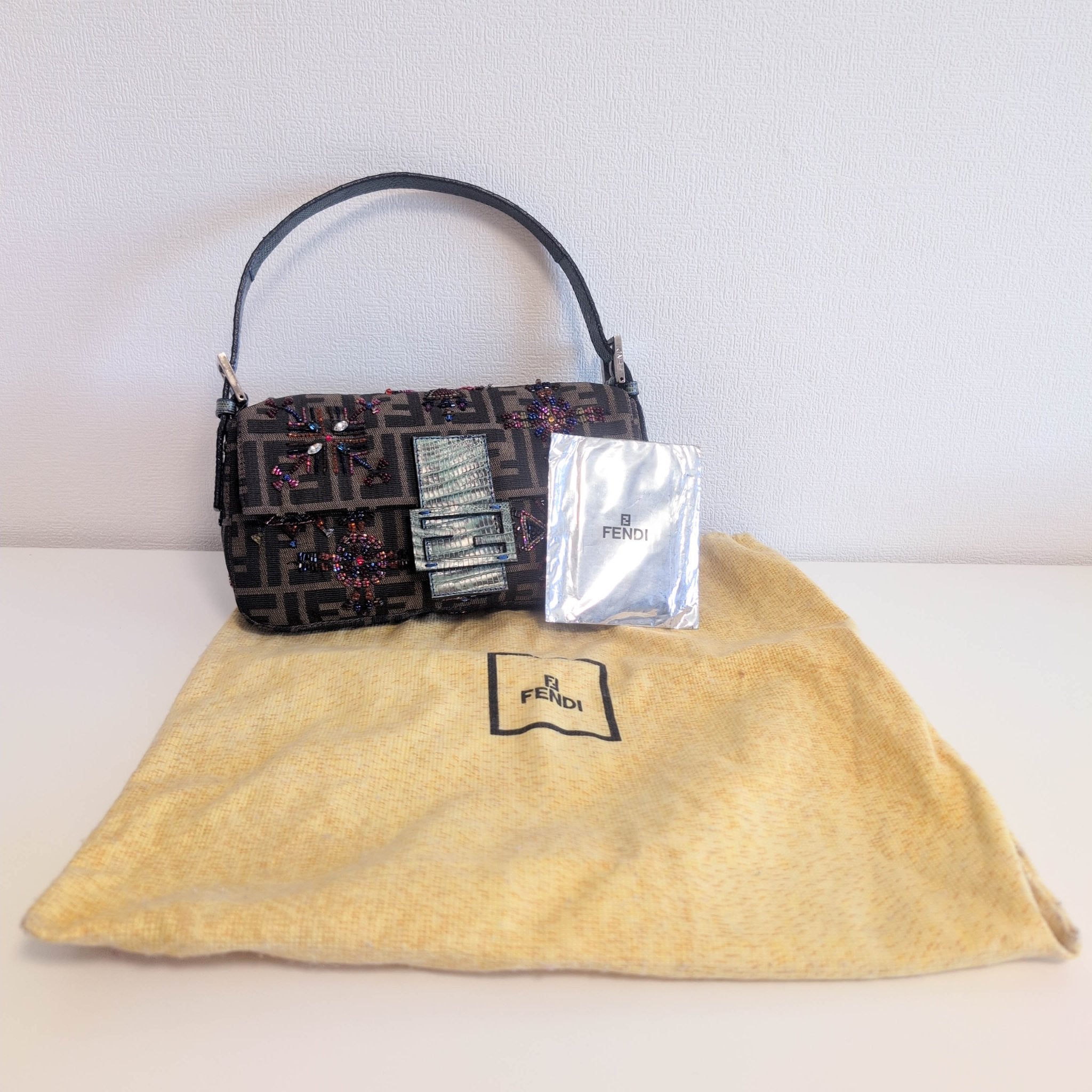 FENDI Baguette Beaded Geometric Pattern Zucca Shoulder Bag, in , Sold by HIVE PRELOVED - Shoulder Bags, ,