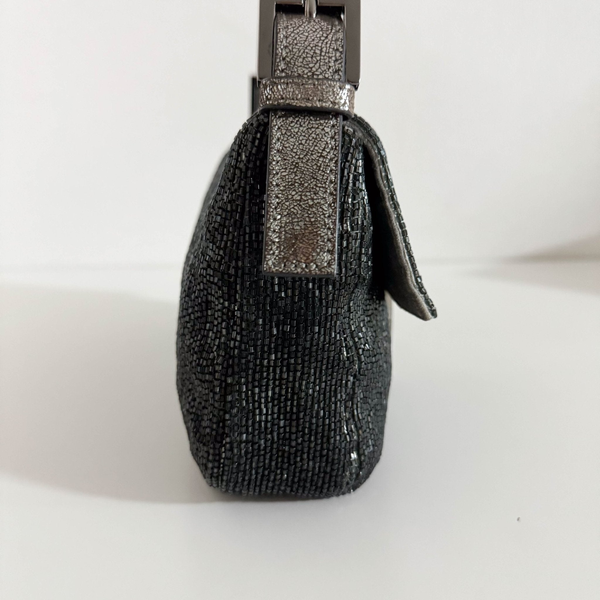 FENDI Baguette Beaded Metallic Silver / Chacoal Grey Shoulder Bag, in , Sold by HIVE PRELOVED - Shoulder Bags, ,