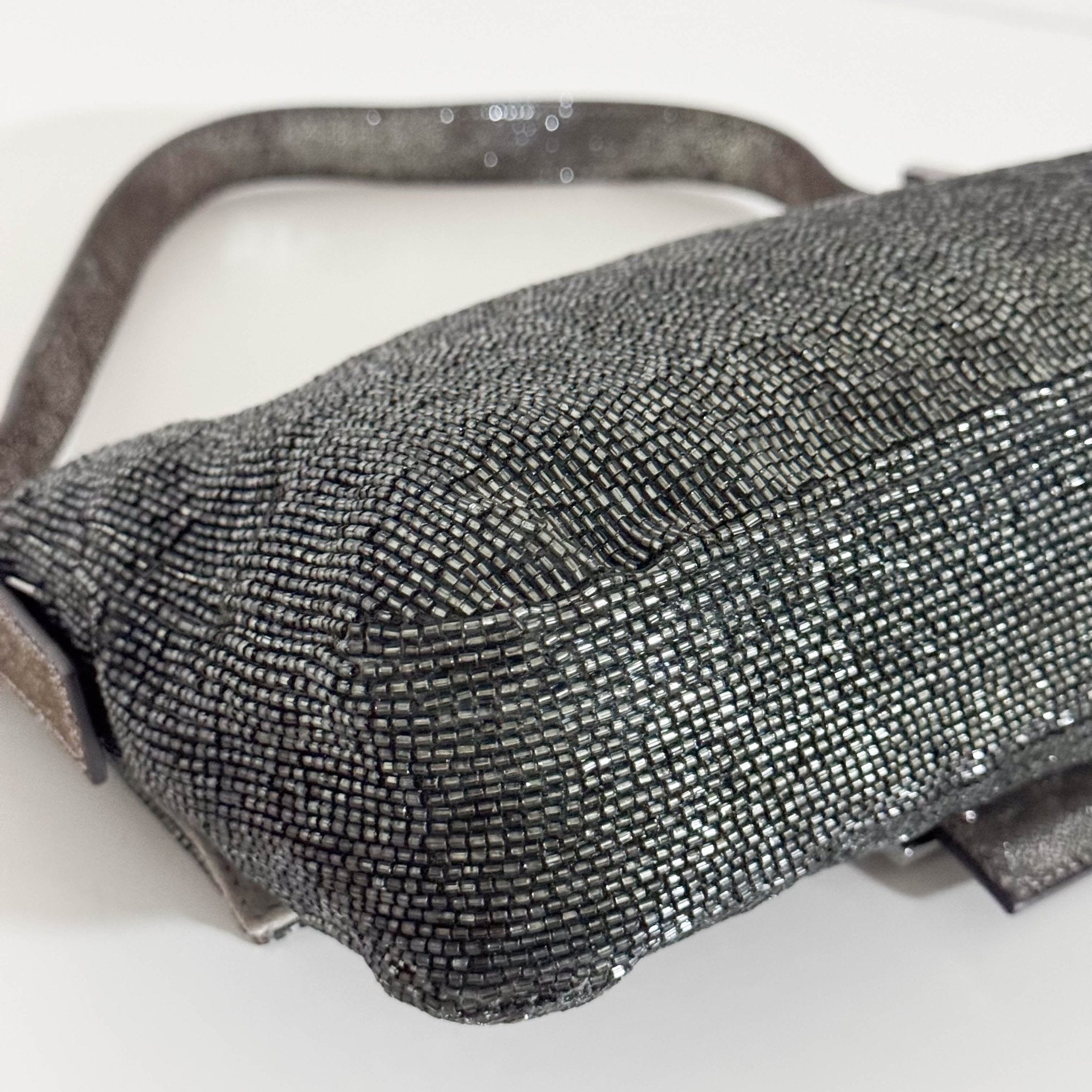 FENDI Baguette Beaded Metallic Silver / Chacoal Grey Shoulder Bag, in , Sold by HIVE PRELOVED - Shoulder Bags, ,