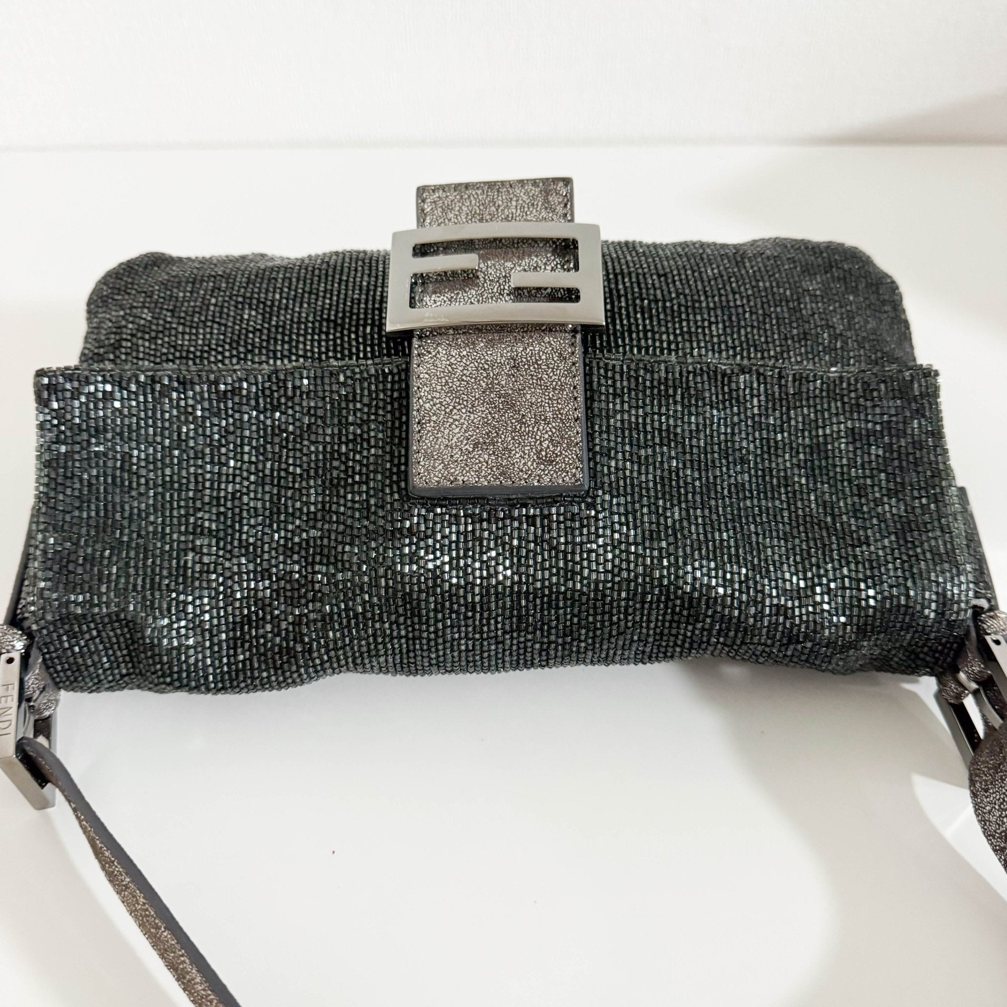 FENDI Baguette Beaded Metallic Silver / Chacoal Grey Shoulder Bag, in , Sold by HIVE PRELOVED - Shoulder Bags, ,